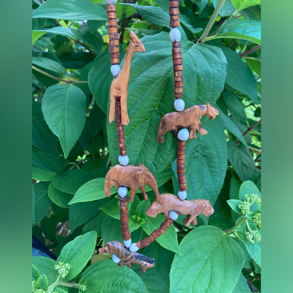 Vintage African Wooden Animal Fetish Necklace